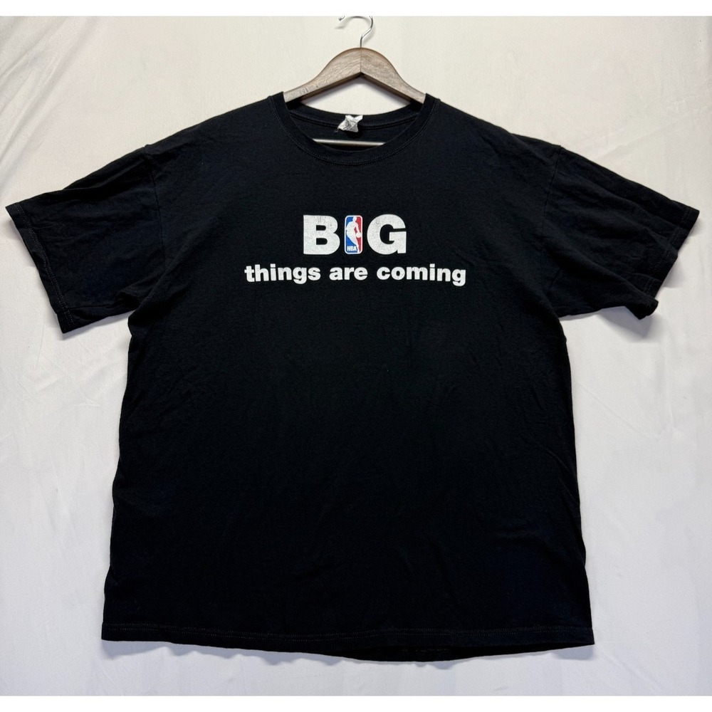 Anvil T Shirt Mens‎ XL Black Graphic Print Big Things Are Coming NBA Logo Cotton